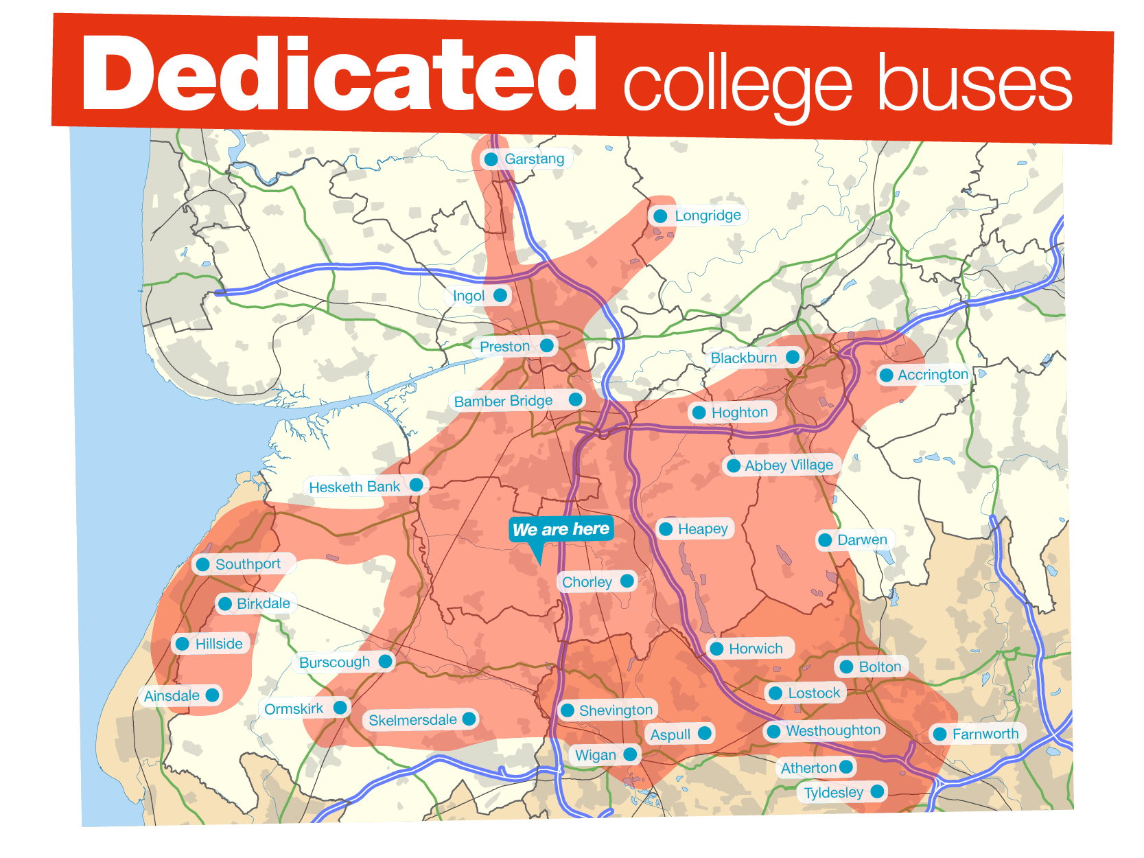Runshaw College Bus routes Map 